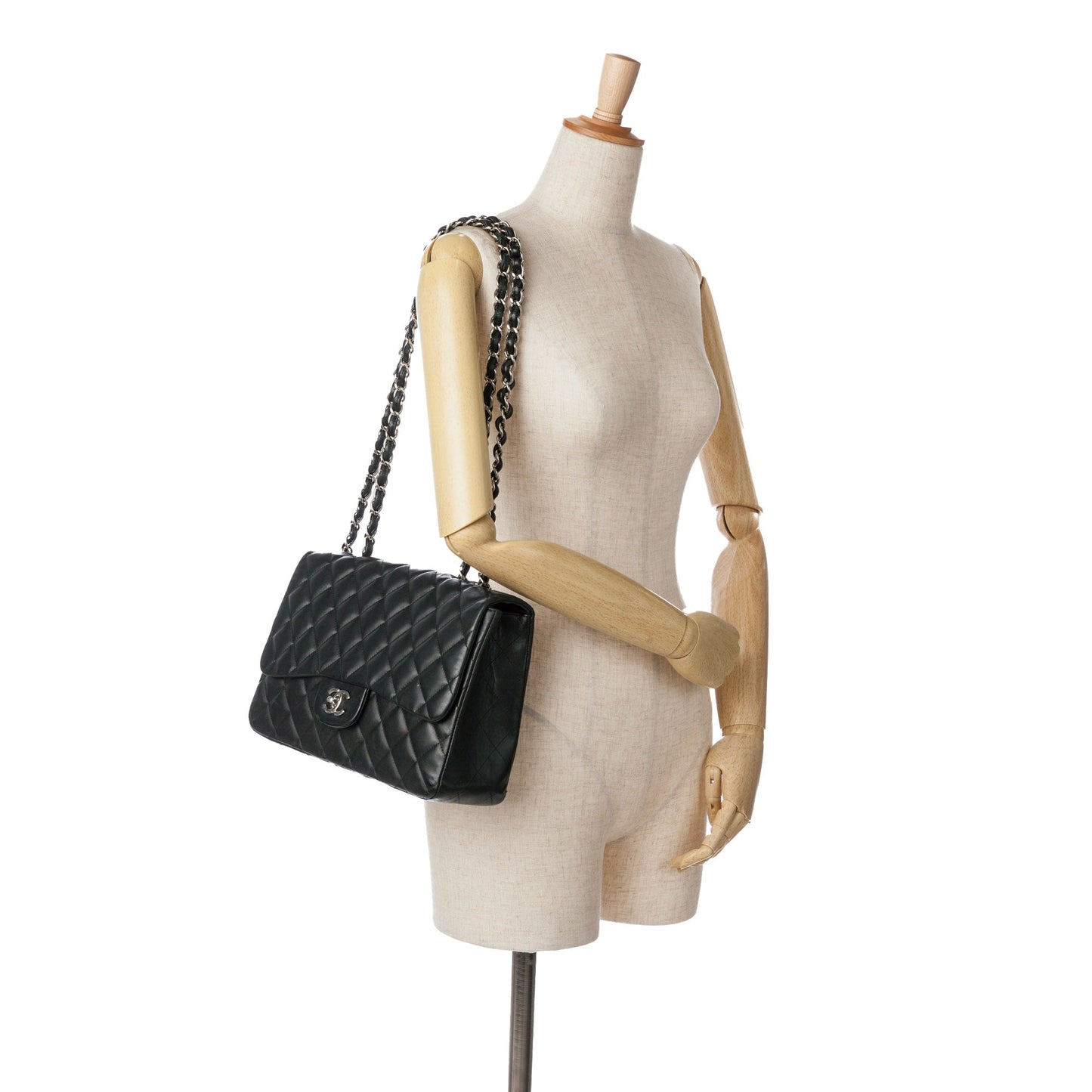 Black Chanel Jumbo Classic Lambskin Single Flap Shoulder Bag