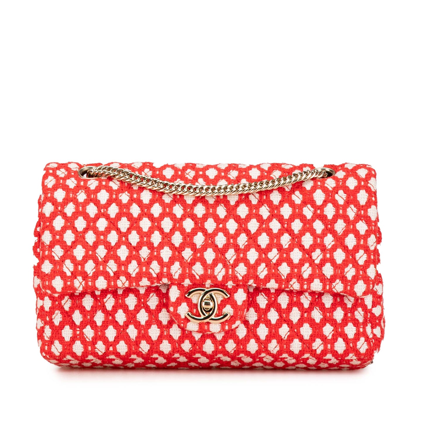 Red Chanel Jumbo Tweed Double Flap Shoulder Bag