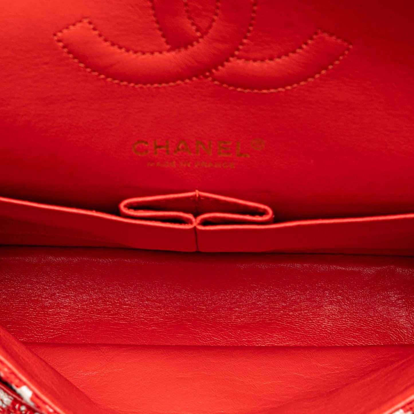 Red Chanel Jumbo Tweed Double Flap Shoulder Bag