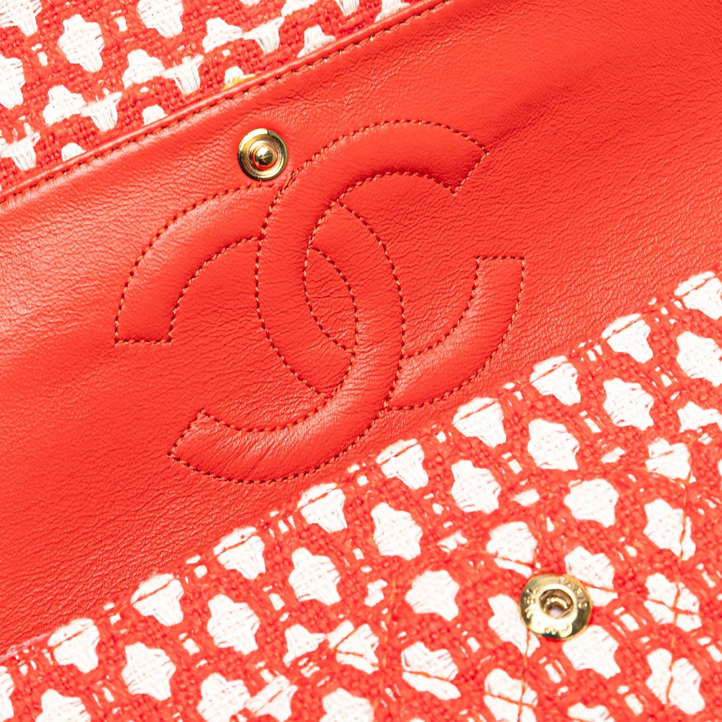 Red Chanel Jumbo Tweed Double Flap Shoulder Bag