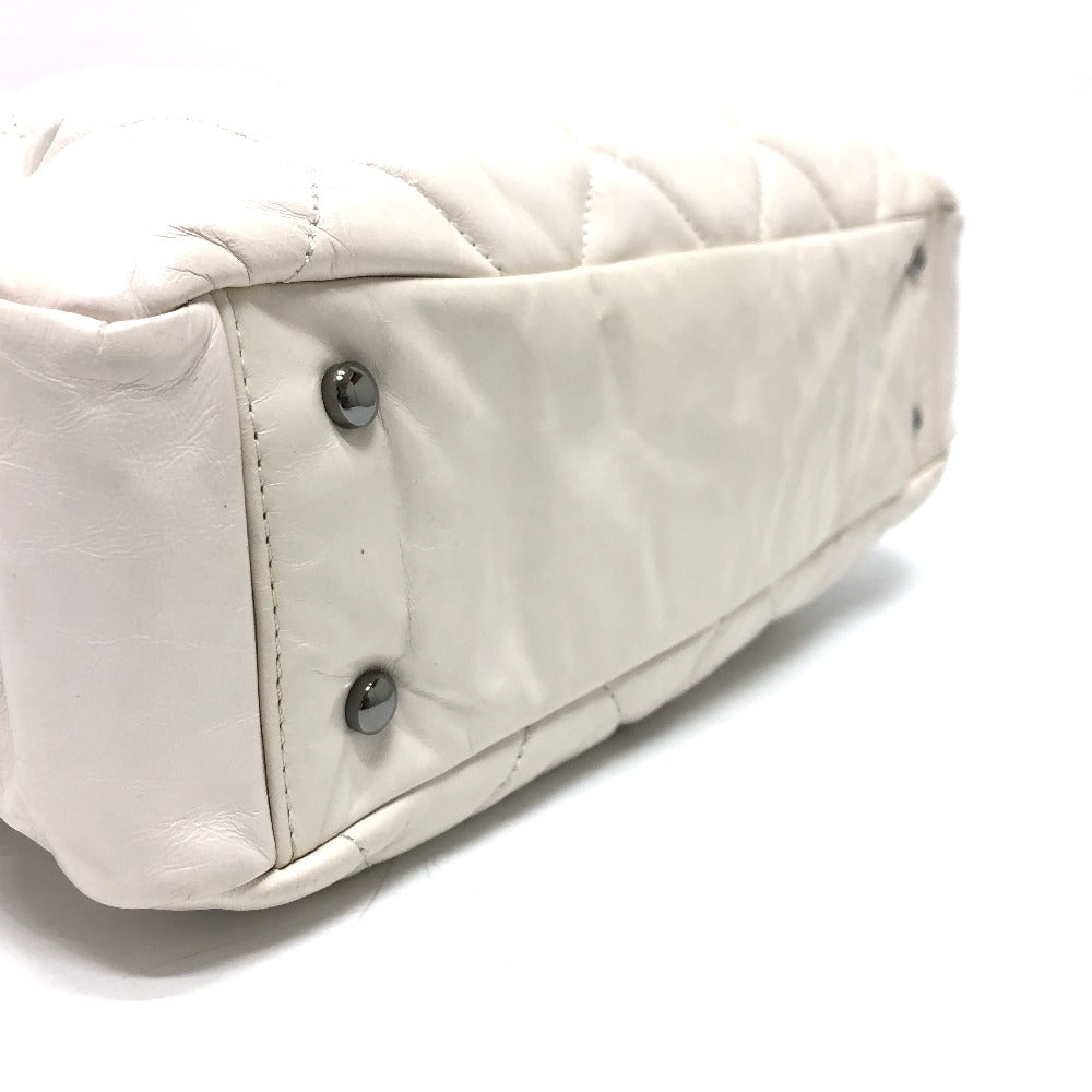 CHANEL Shoulder Bag Leather / suede white CC COCO Mark Portobello Matelasse