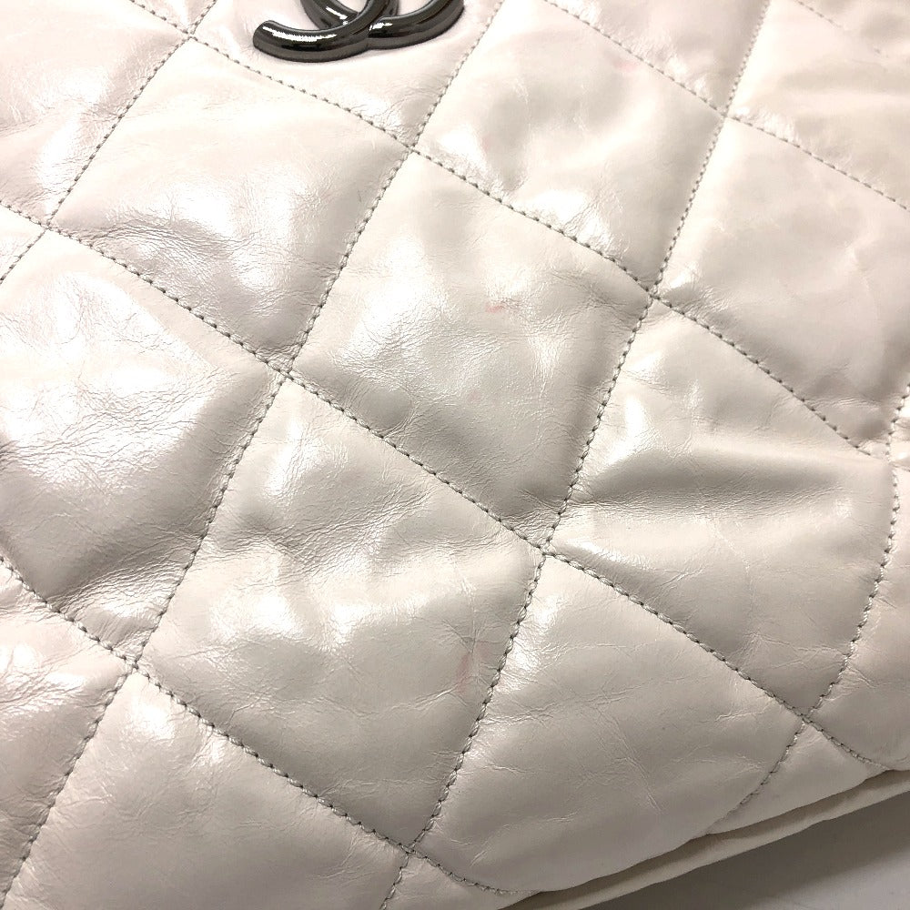 CHANEL Shoulder Bag Leather / suede white CC COCO Mark Portobello Matelasse