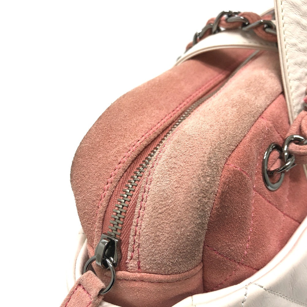 CHANEL Shoulder Bag Leather / suede white CC COCO Mark Portobello Matelasse