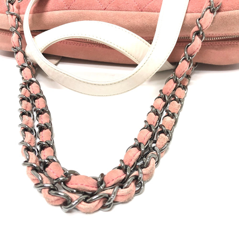 CHANEL Shoulder Bag Leather / suede white CC COCO Mark Portobello Matelasse