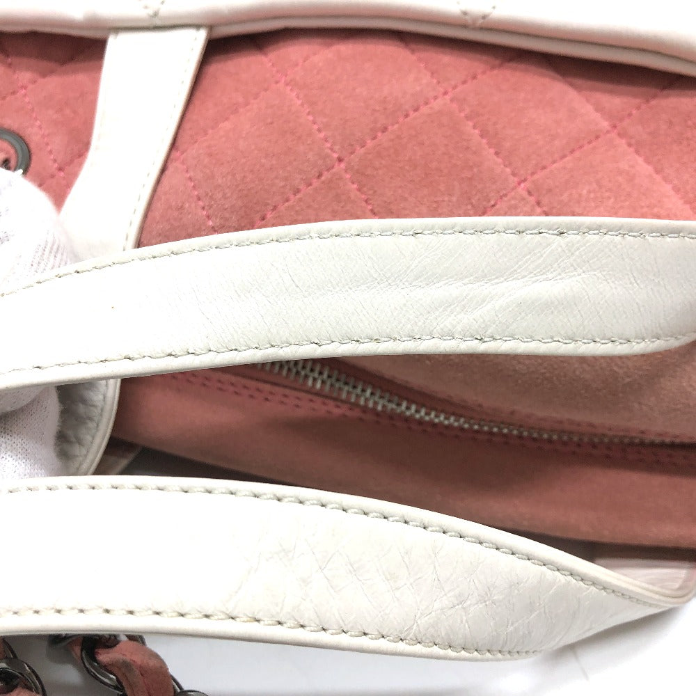 CHANEL Shoulder Bag Leather / suede white CC COCO Mark Portobello Matelasse