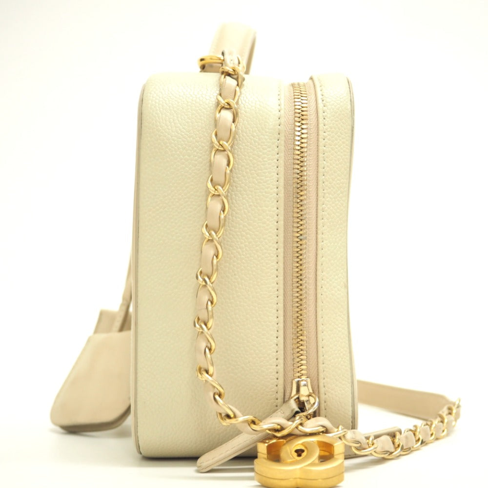 CHANEL Shoulder Bag Matt caviar skin beige COCO Mark