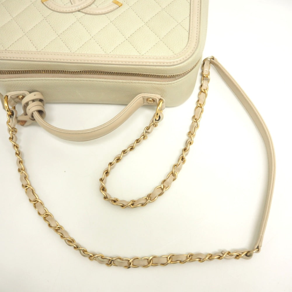 CHANEL Shoulder Bag Matt caviar skin beige COCO Mark