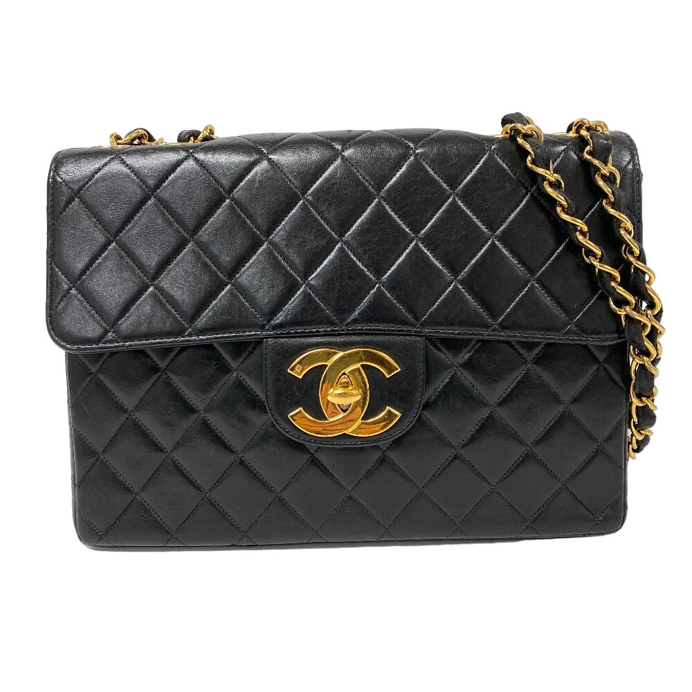 CHANEL Shoulder Bag lambskin black lambskin Deca Trasse 30
