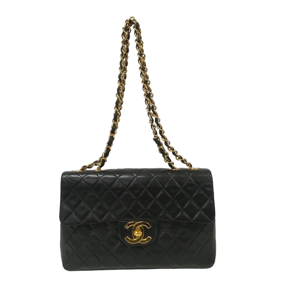 CHANEL Shoulder Bag lambskin black COCO Mark Deca Trasse