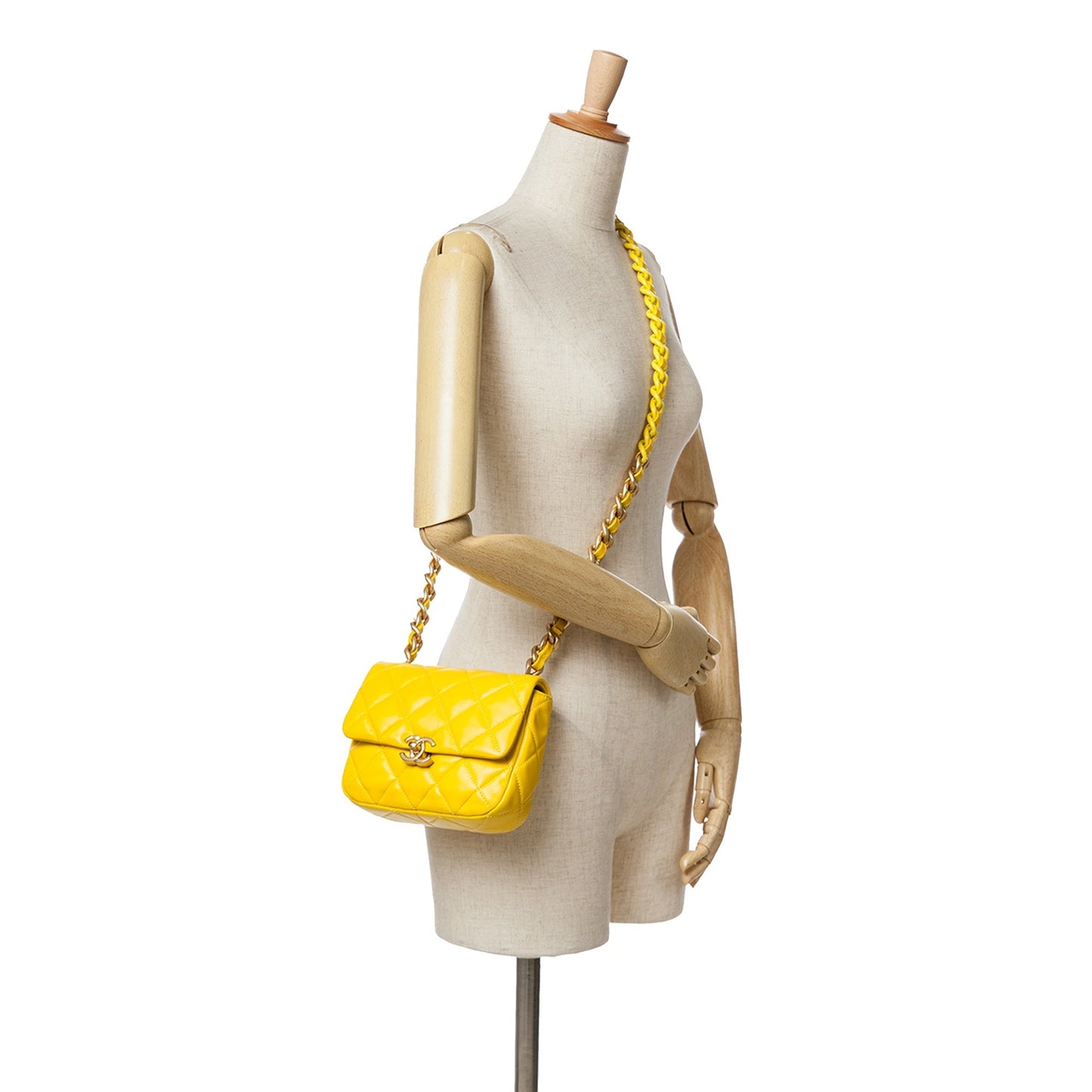 Yellow Chanel Mini Quilted Lambskin Candy Chain Crossbody Shoulder Bag