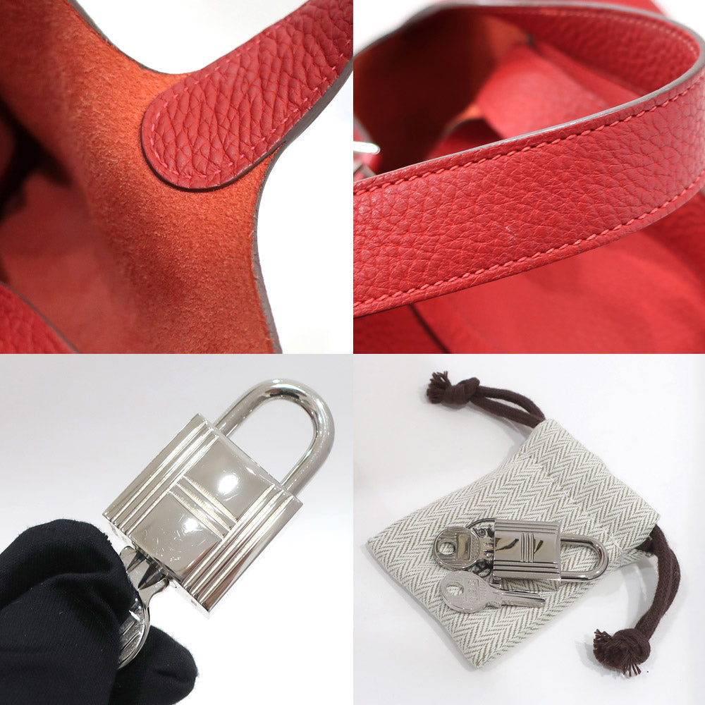 Hermes Handbag Picotin Lock Picotin Lock MM 22 Rouge/SV G Clemence O 2011 Manufactured Women Only Key/Cadena