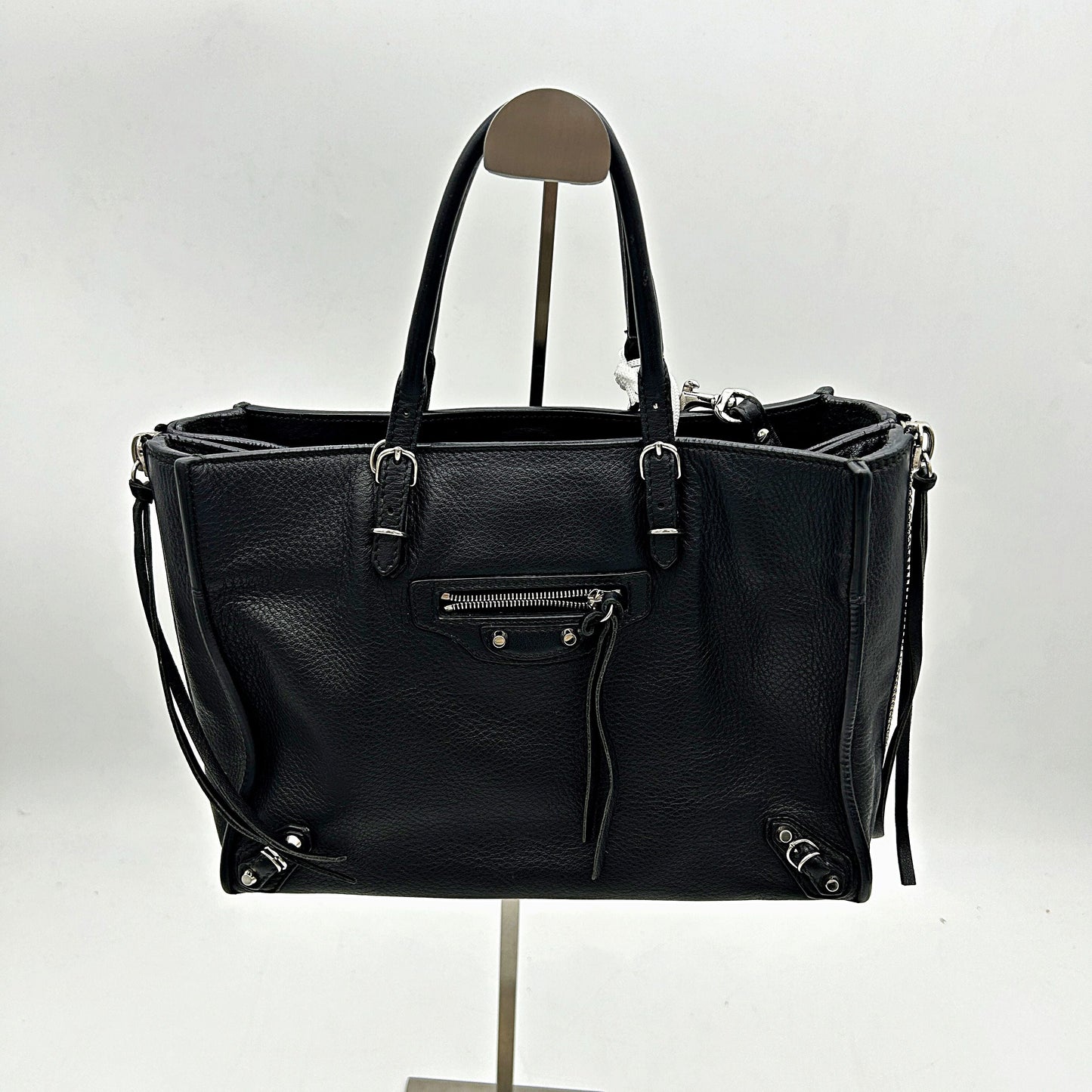 Balenciaga Black Mini Papier A6 Zip-Around Satchel Leather Pony-style calfskin LA20224