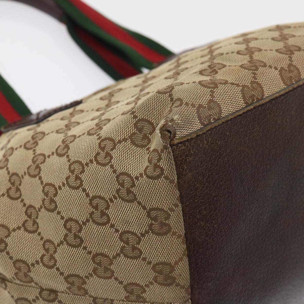 GUCCI GG Canvas Web Sherry Line Tote Bag Beige Red Green 131228 ac2026