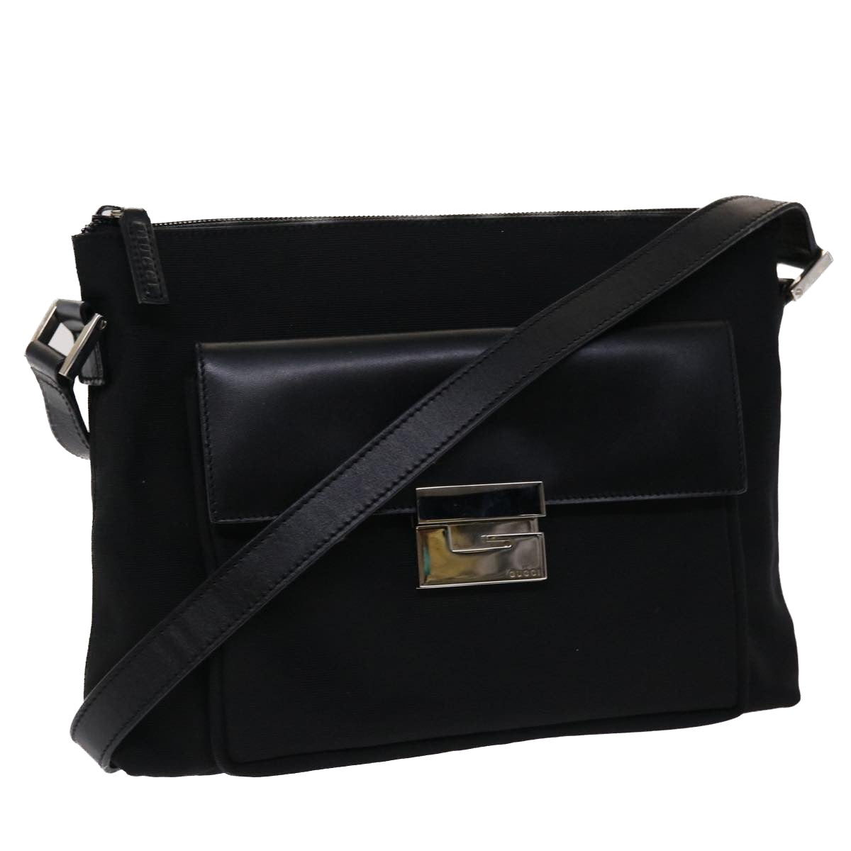 GUCCI Shoulder Bag Nylon Leather Black 00228650504 ac2038