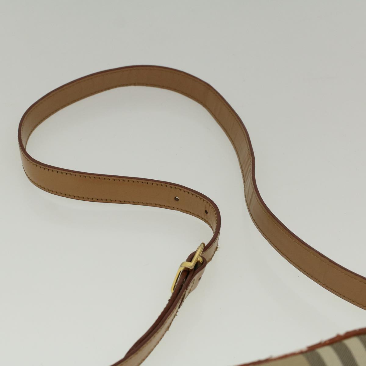 BurberrySs Nova Check Shoulder Bag PVC Leather Beige Auth ac2479