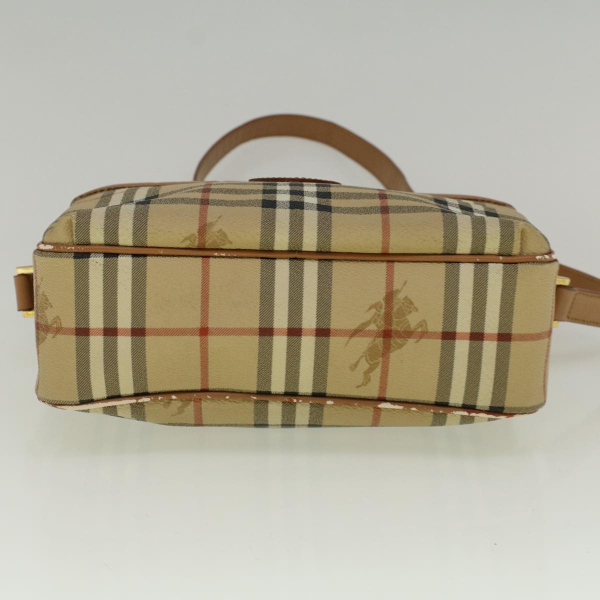 BurberrySs Nova Check Shoulder Bag PVC Leather Beige Auth ac2479