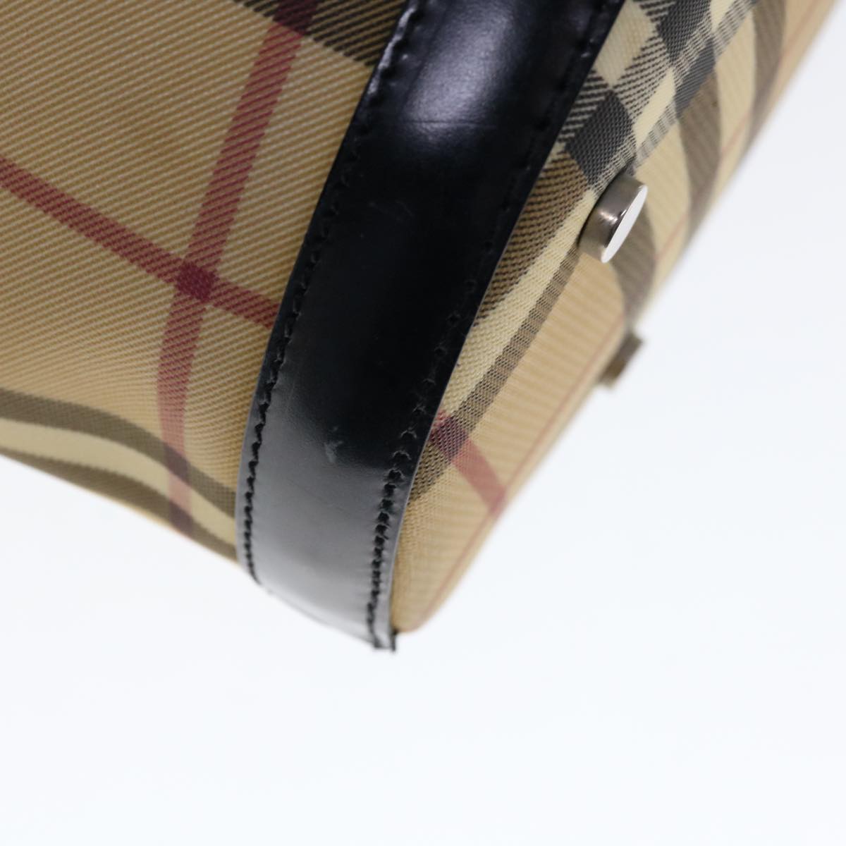 Burberry Nova Check Shoulder Bag Coated Canvas Beige Auth ac2665