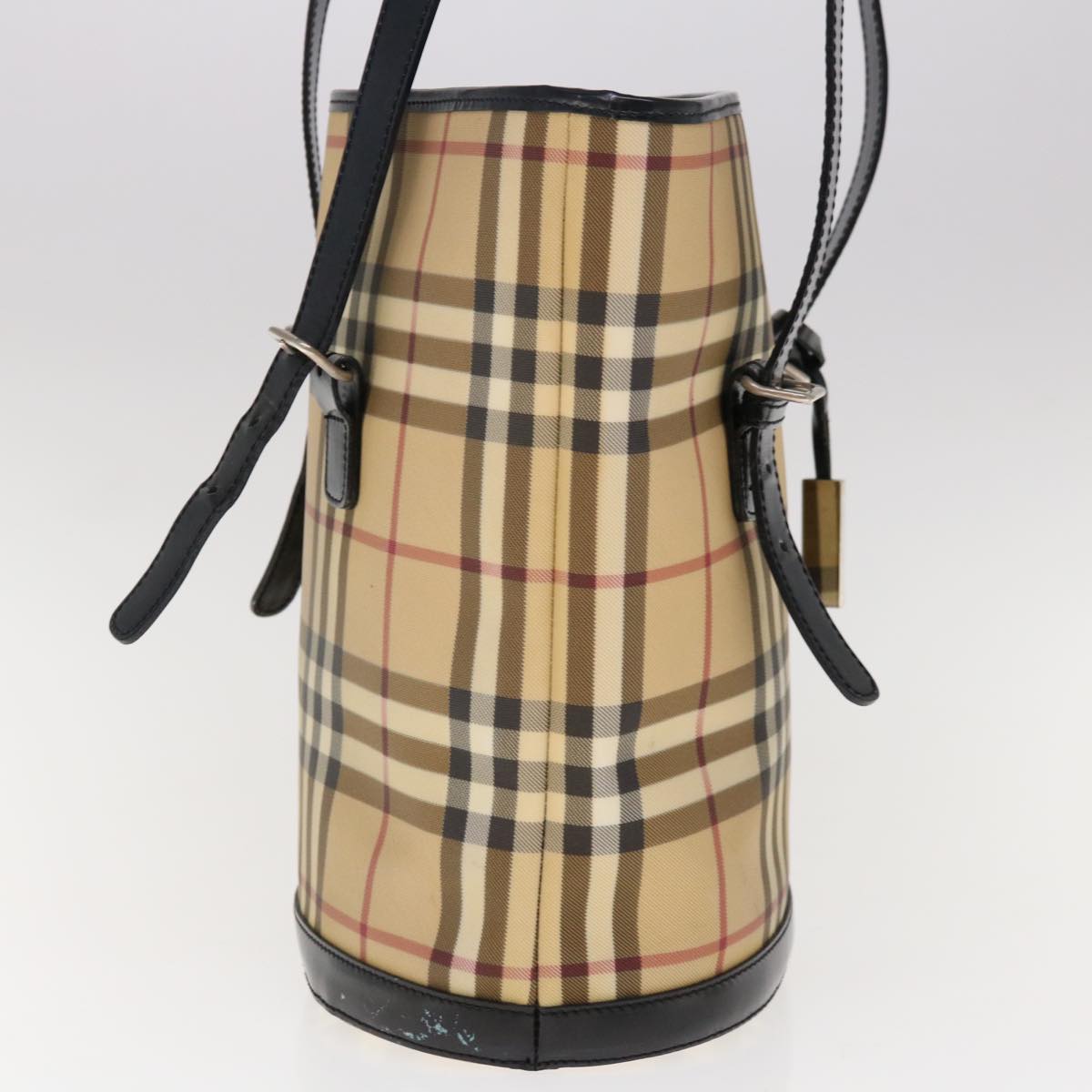Burberry Nova Check Shoulder Bag Coated Canvas Beige Auth ac2665