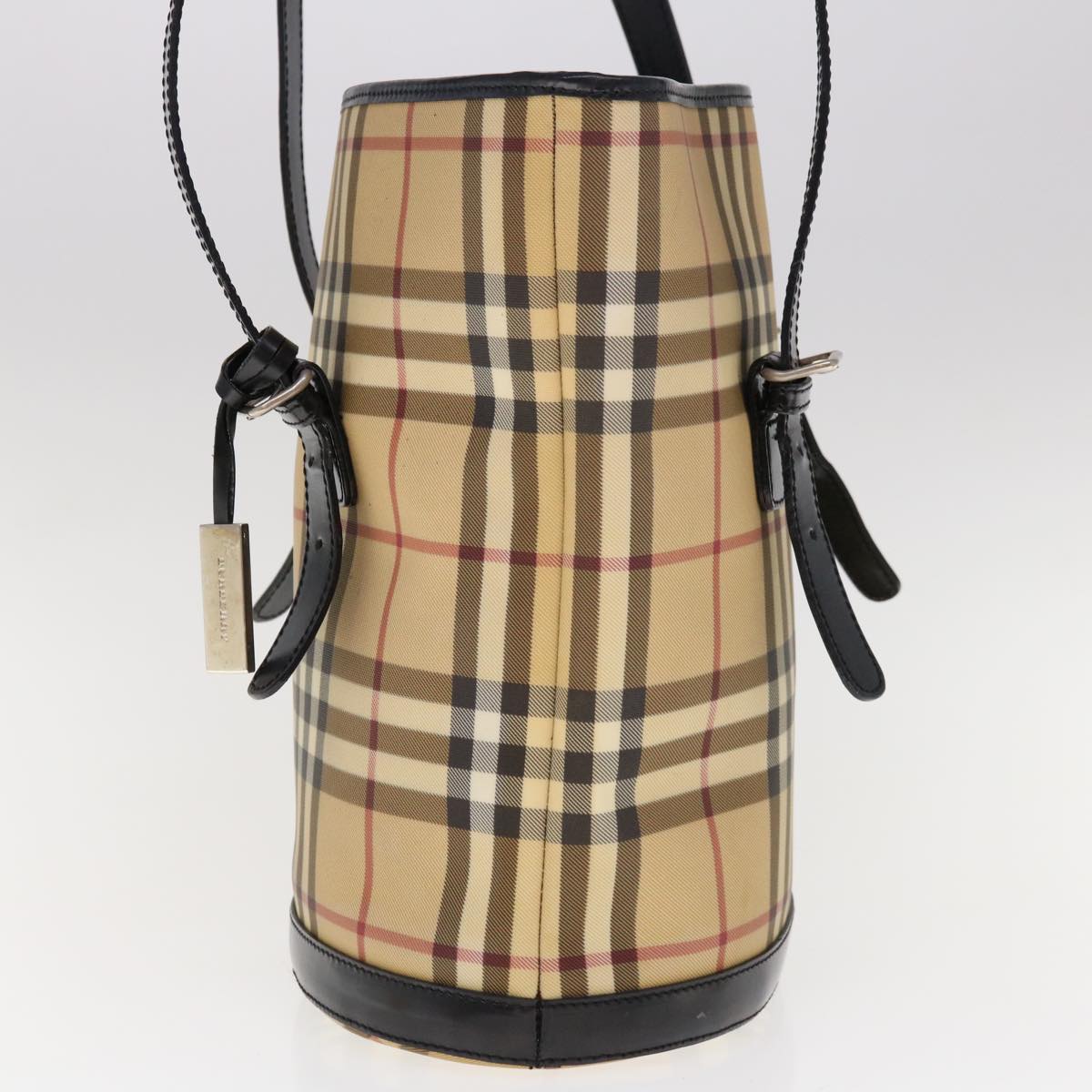 Burberry Nova Check Shoulder Bag Coated Canvas Beige Auth ac2665