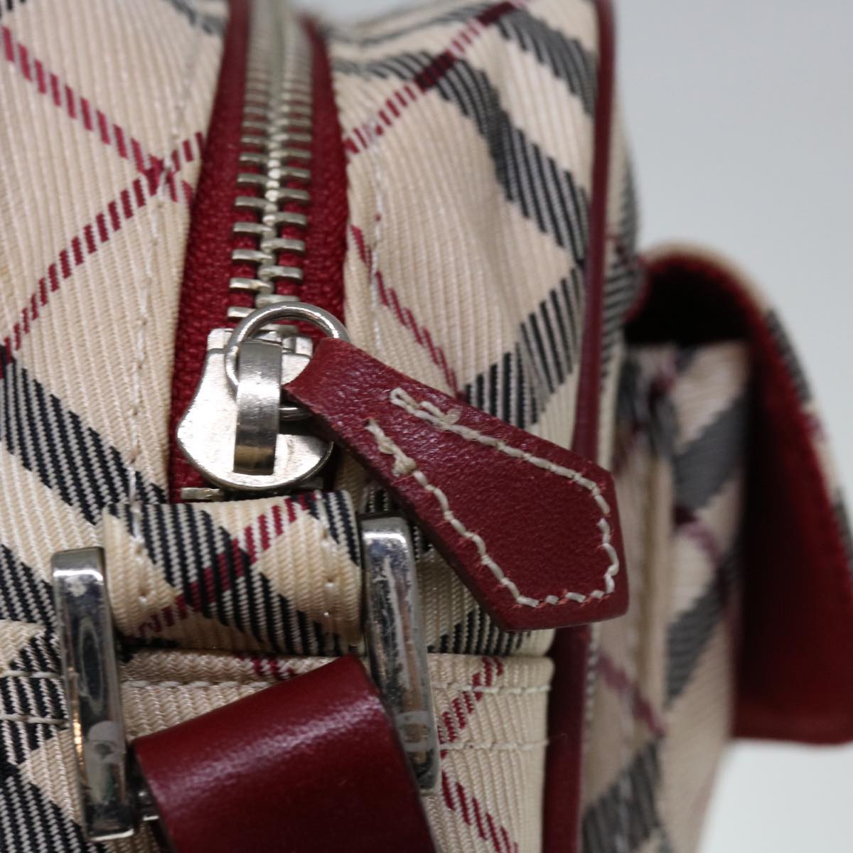 Burberry Nova Check Blue Label Shoulder Bag Nylon Beige Auth ac2670