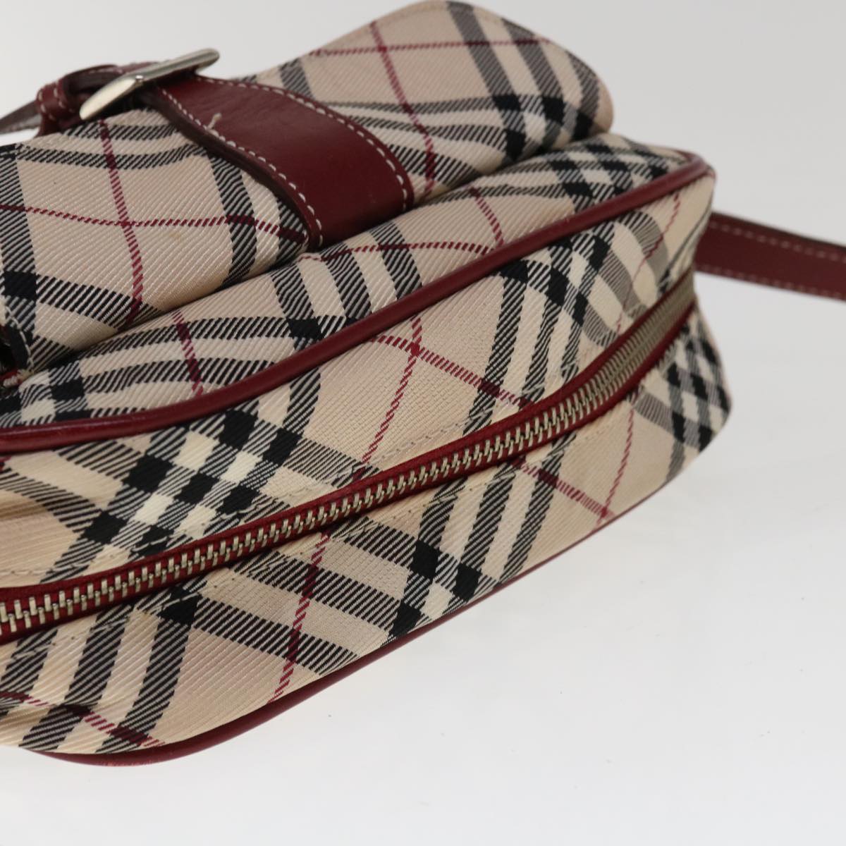Burberry Nova Check Blue Label Shoulder Bag Nylon Beige Auth ac2670