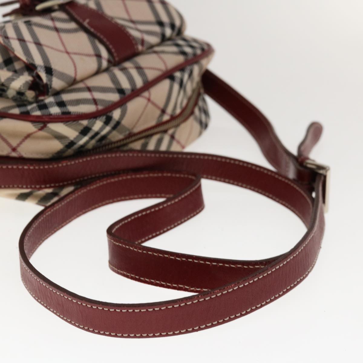 Burberry Nova Check Blue Label Shoulder Bag Nylon Beige Auth ac2670
