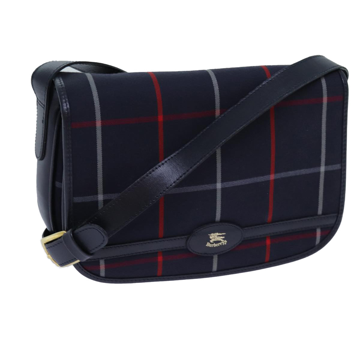 BurberrySs Nova Check Shoulder Bag Canvas Navy Auth ac2919