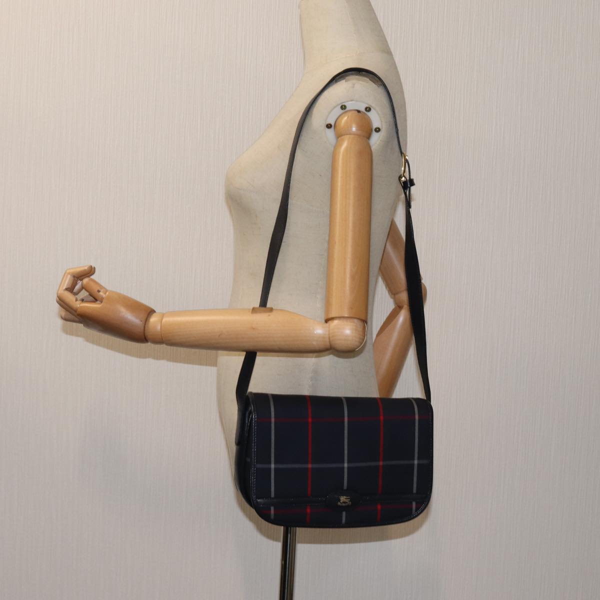 BurberrySs Nova Check Shoulder Bag Canvas Navy Auth ac2919