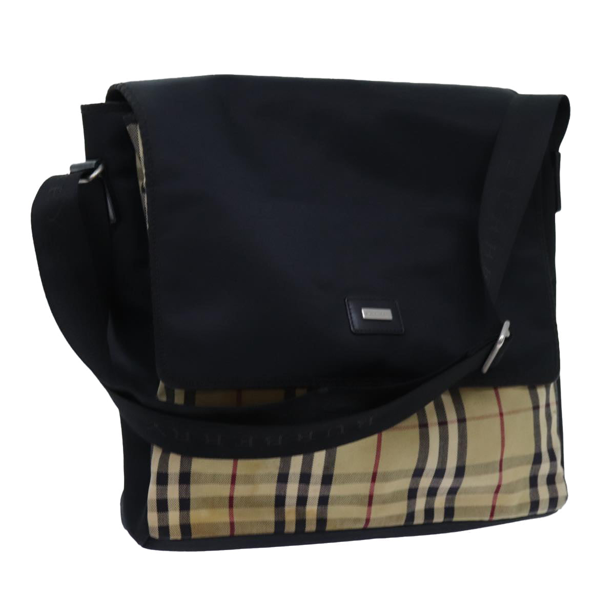 Burberry Nova Check Shoulder Bag Canvas Beige Auth ac2923