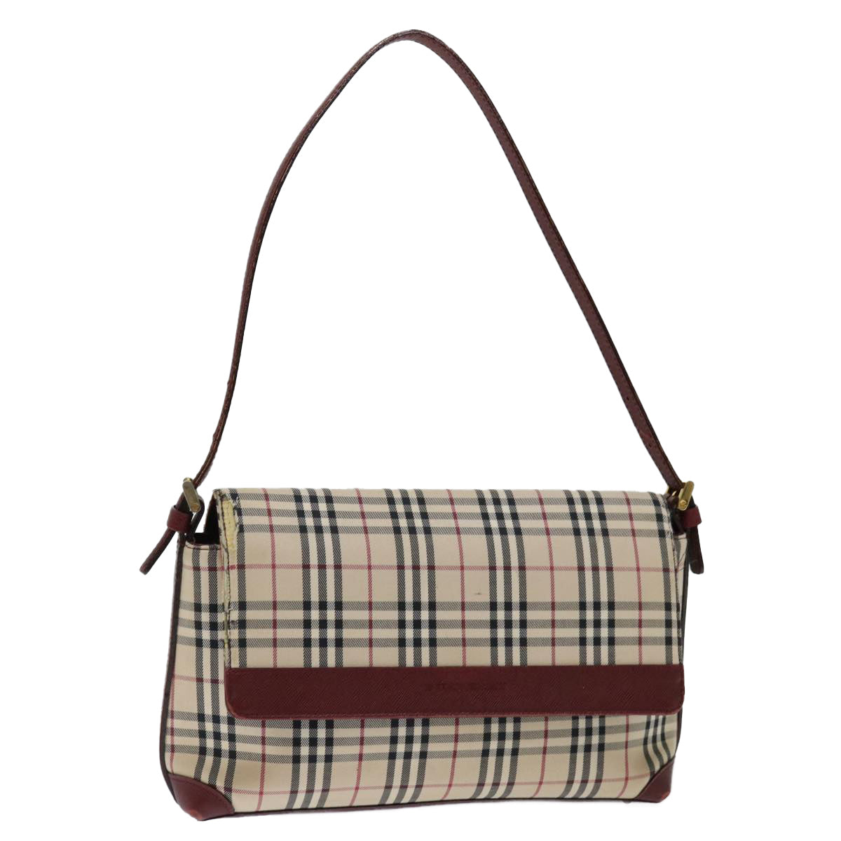Burberry Nova Check Shoulder Bag Canvas Red Auth ac2926