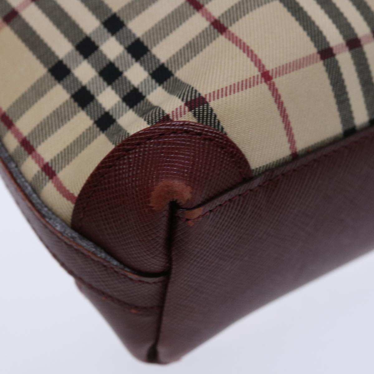 Burberry Nova Check Shoulder Bag Canvas Red Auth ac2926
