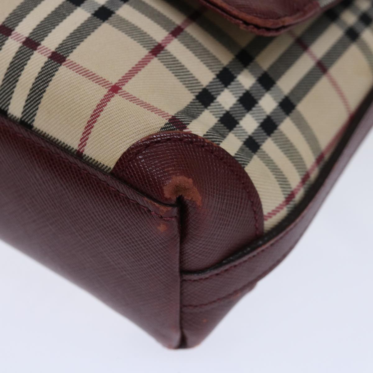 Burberry Nova Check Shoulder Bag Canvas Red Auth ac2926
