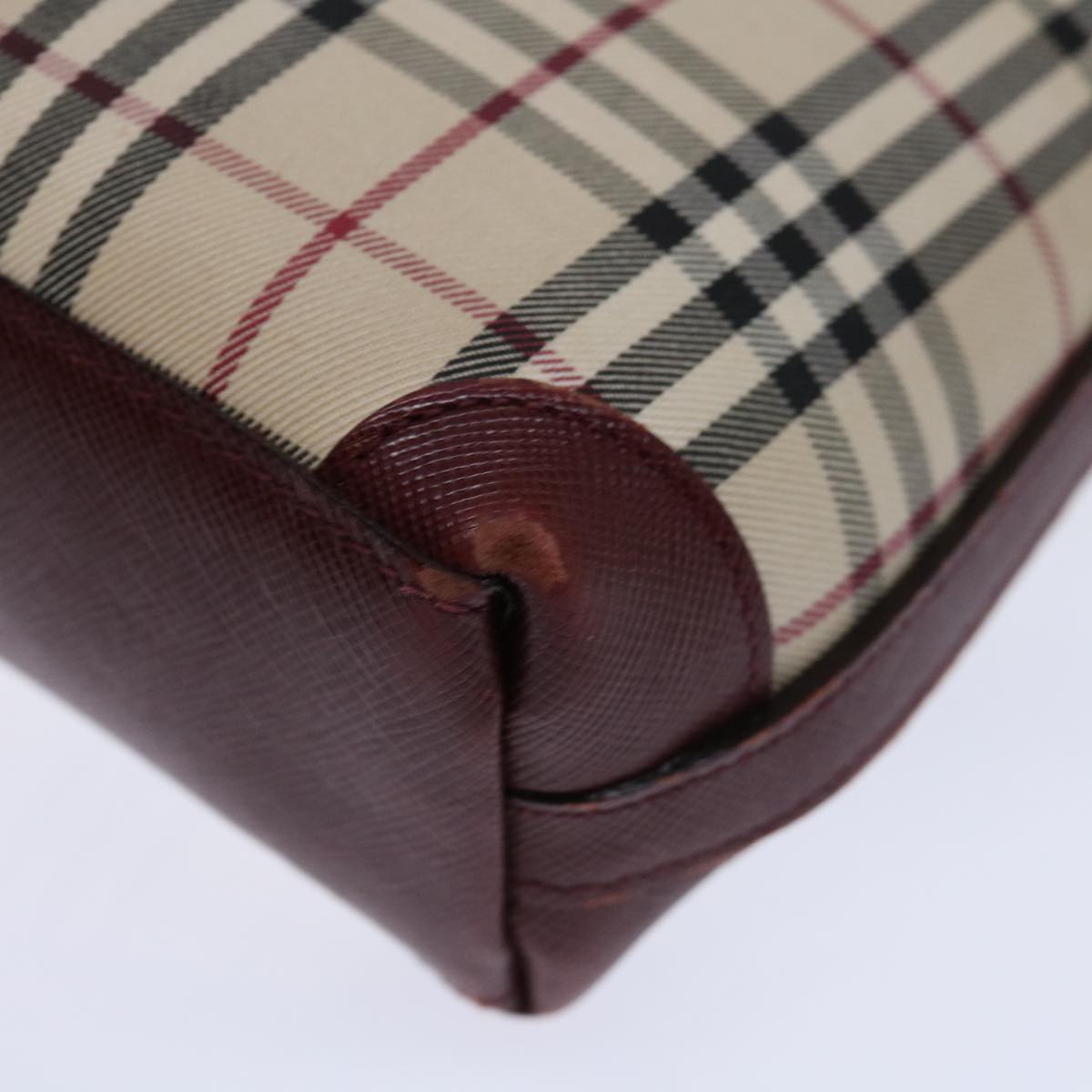 Burberry Nova Check Shoulder Bag Canvas Red Auth ac2926