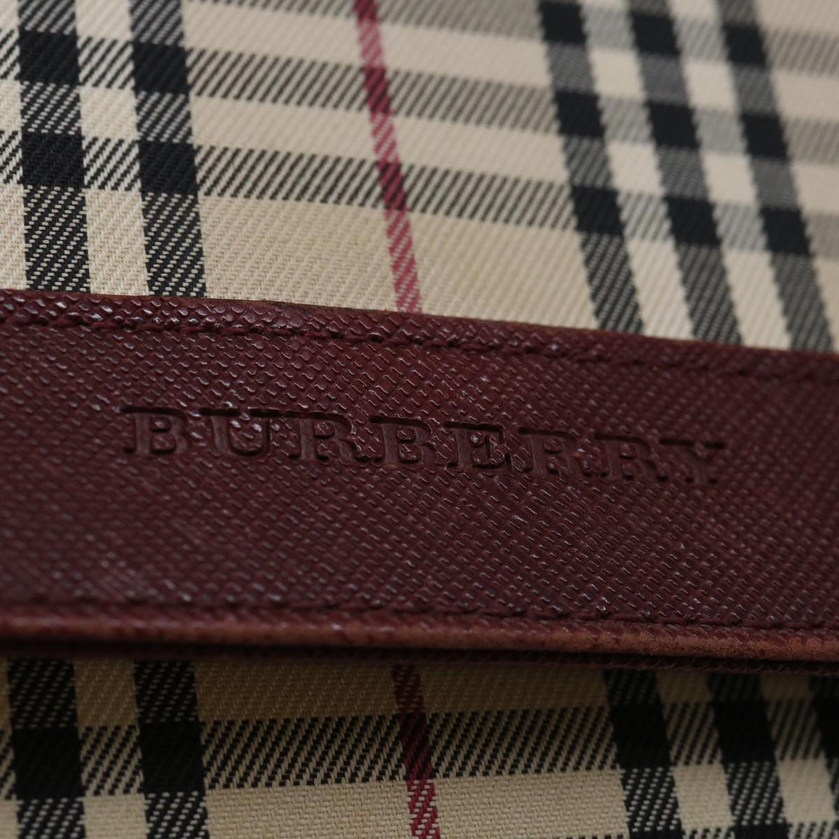 Burberry Nova Check Shoulder Bag Canvas Red Auth ac2926