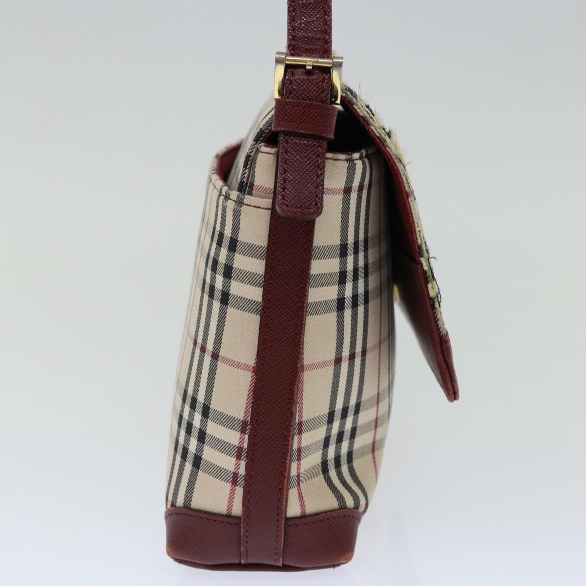 Burberry Nova Check Shoulder Bag Canvas Red Auth ac2926