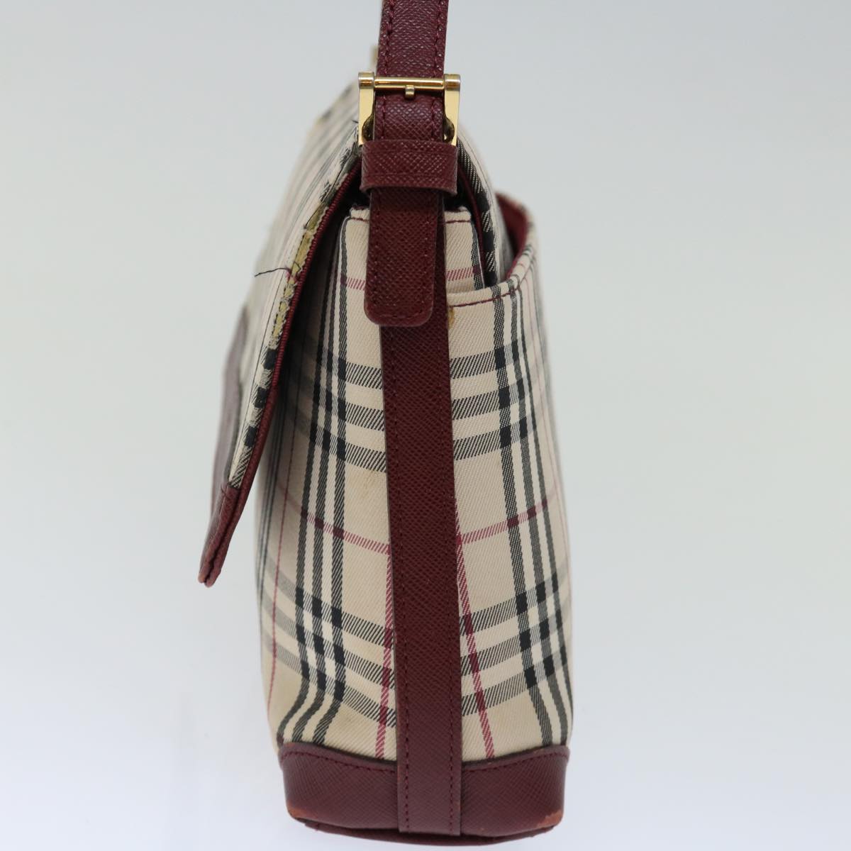 Burberry Nova Check Shoulder Bag Canvas Red Auth ac2926