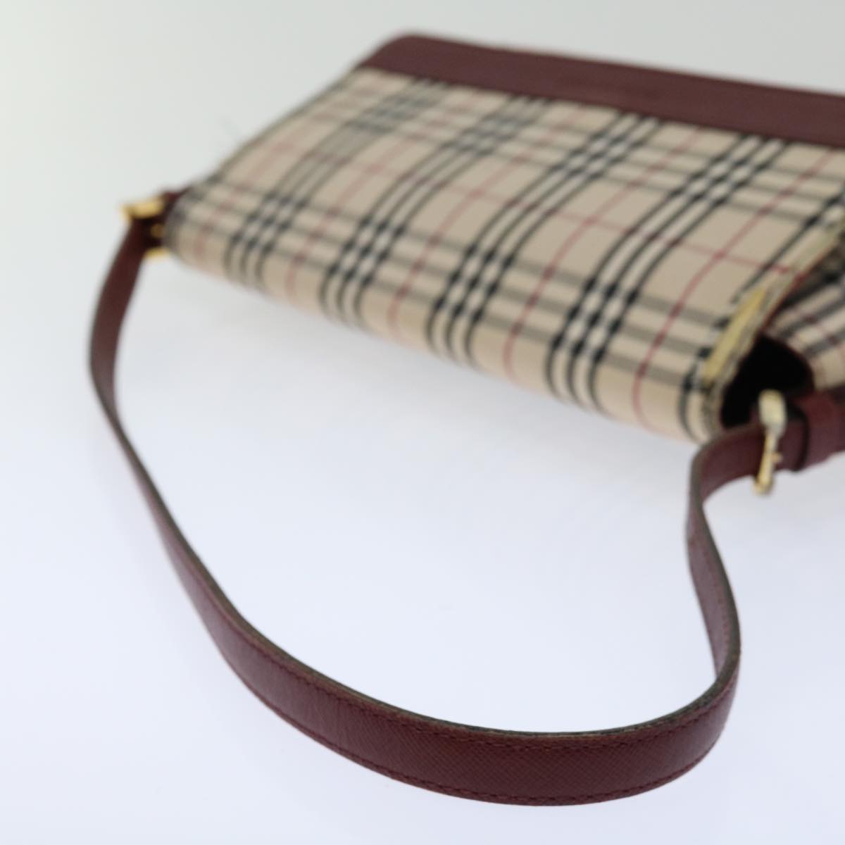 Burberry Nova Check Shoulder Bag Canvas Red Auth ac2926