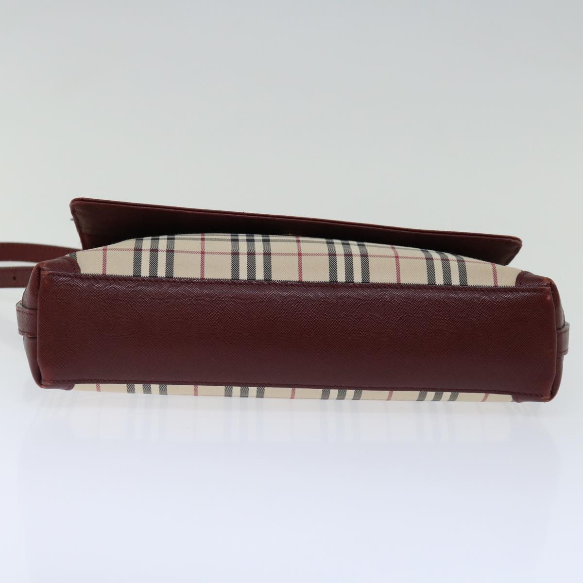 Burberry Nova Check Shoulder Bag Canvas Red Auth ac2926
