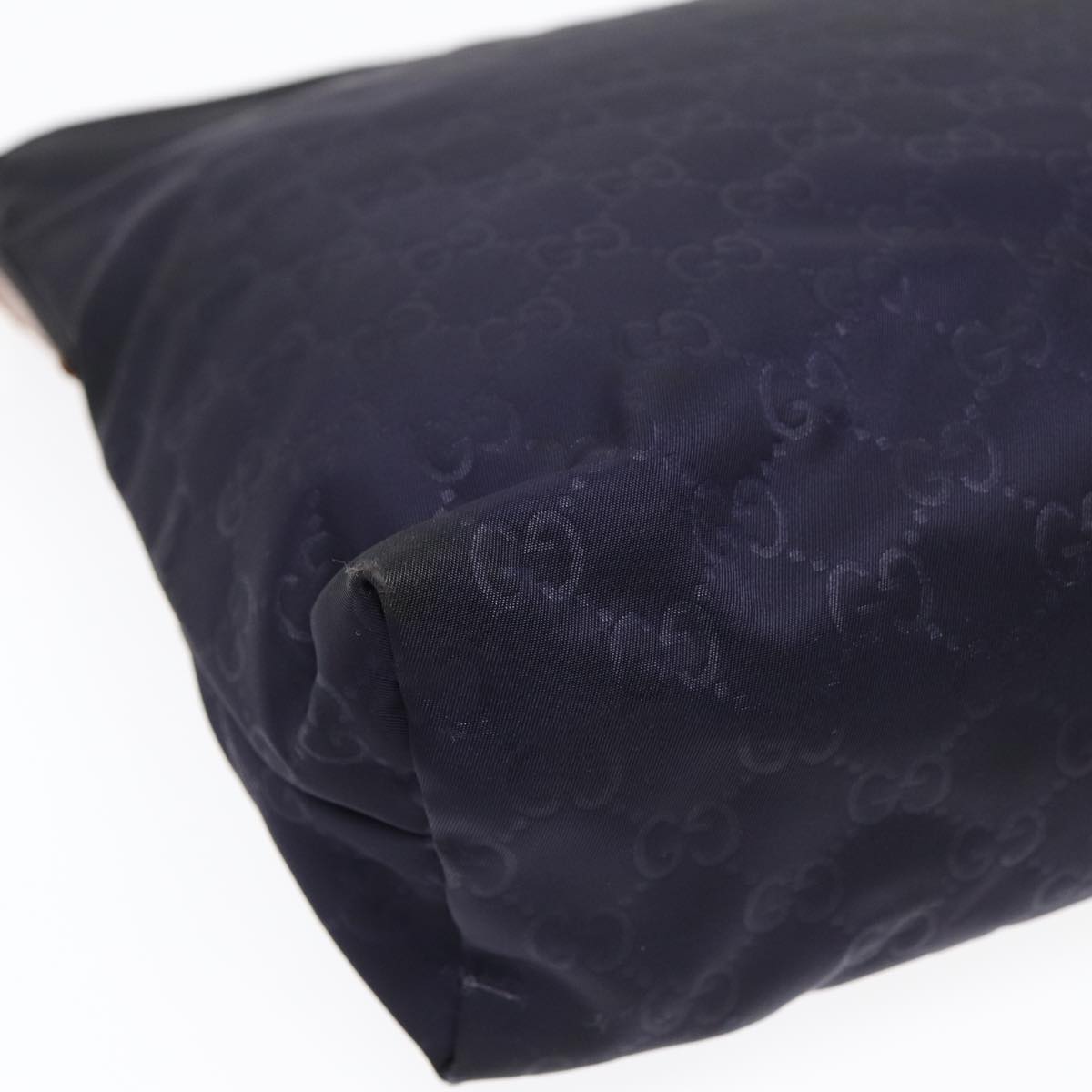GUCCI GG Canvas Shoulder Bag Navy Silver 314529 Auth ac3201