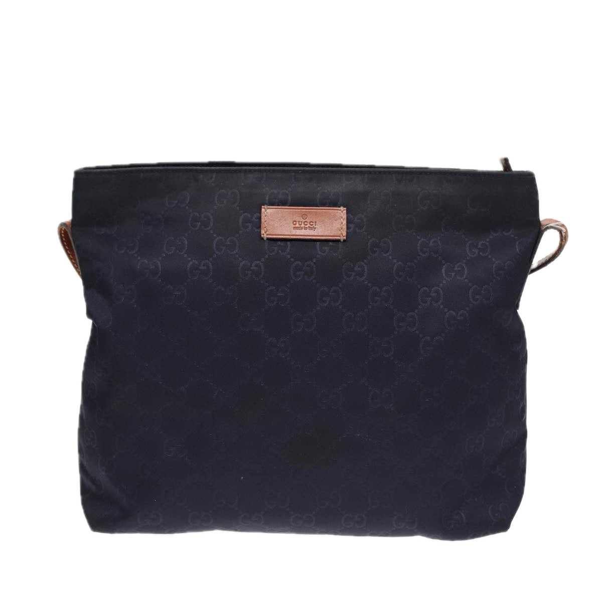 GUCCI GG Canvas Shoulder Bag Navy Silver 314529 Auth ac3201