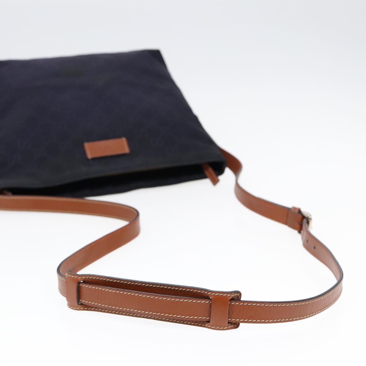 GUCCI GG Canvas Shoulder Bag Navy Silver 314529 Auth ac3201