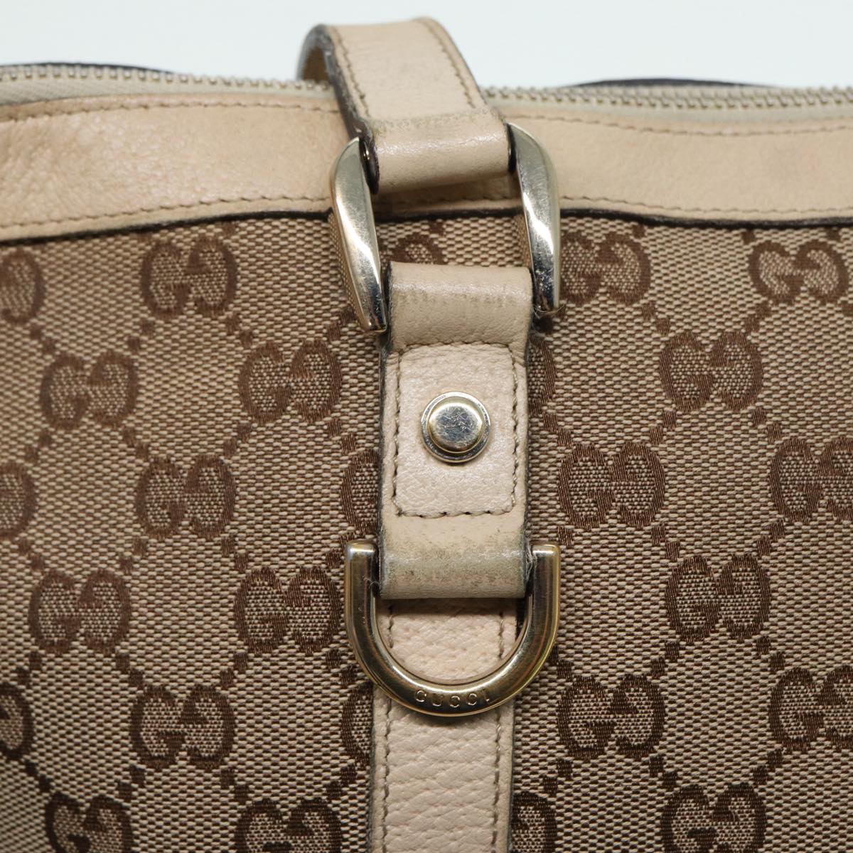 GUCCI GG Canvas Tote Bag Beige Gold 141470 Auth ac3206