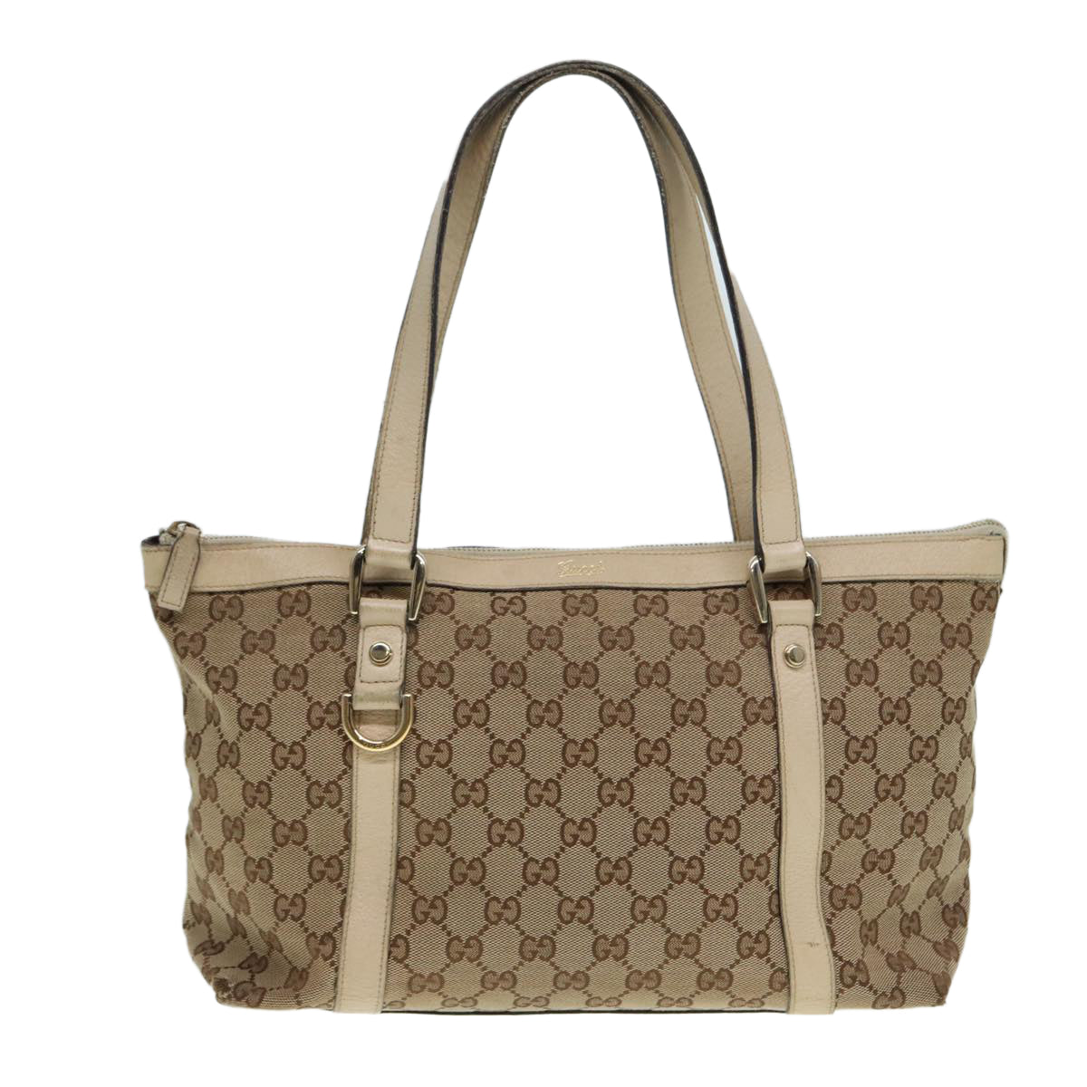 GUCCI GG Canvas Tote Bag Beige Gold 141470 Auth ac3206