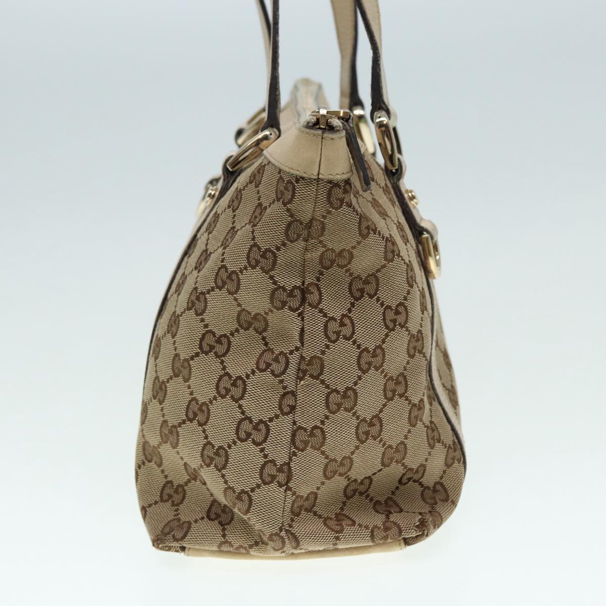 GUCCI GG Canvas Tote Bag Beige Gold 141470 Auth ac3206