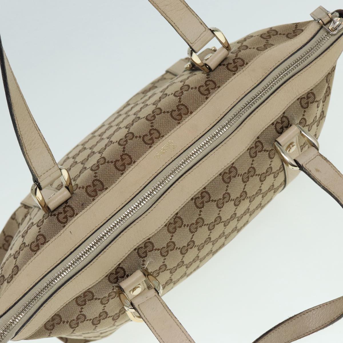 GUCCI GG Canvas Tote Bag Beige Gold 141470 Auth ac3206