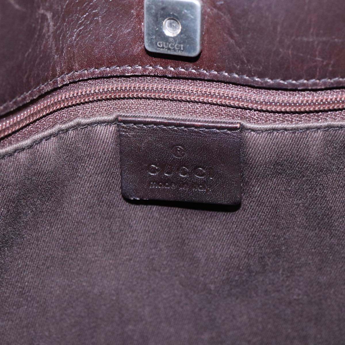 GUCCI GG Canvas Tote Bag Beige Silver 73983 Auth ac3207
