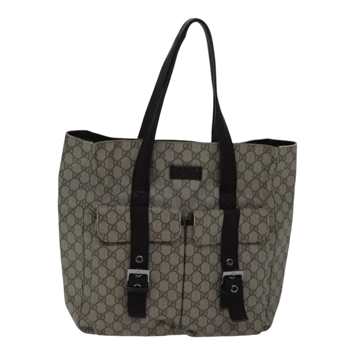 GUCCI GG Canvas Tote Bag Coated Canvas Beige Auth ac3262