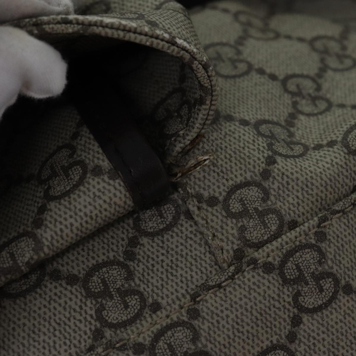 GUCCI GG Canvas Tote Bag Coated Canvas Beige Auth ac3262