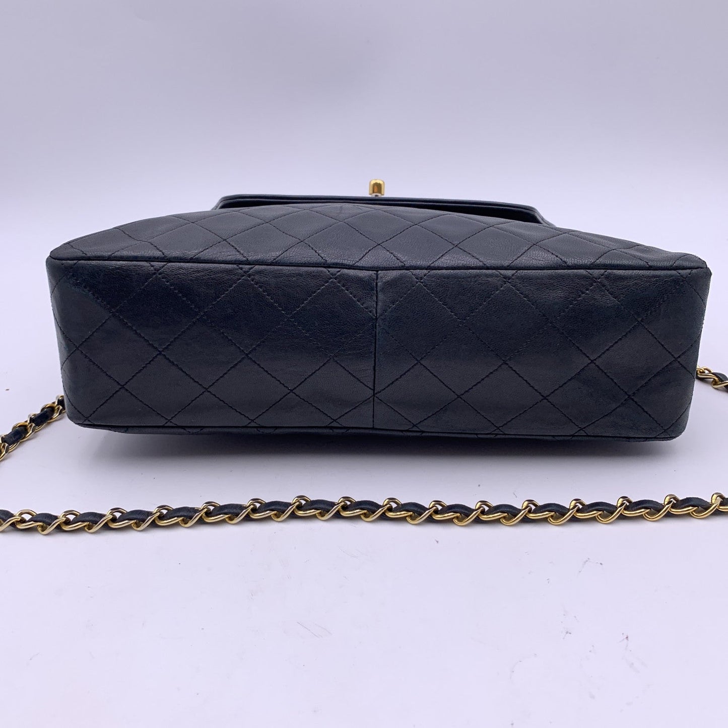 Chanel Vintage Black Quilted Trapeze Flap Shoulder Bag With Wallet
