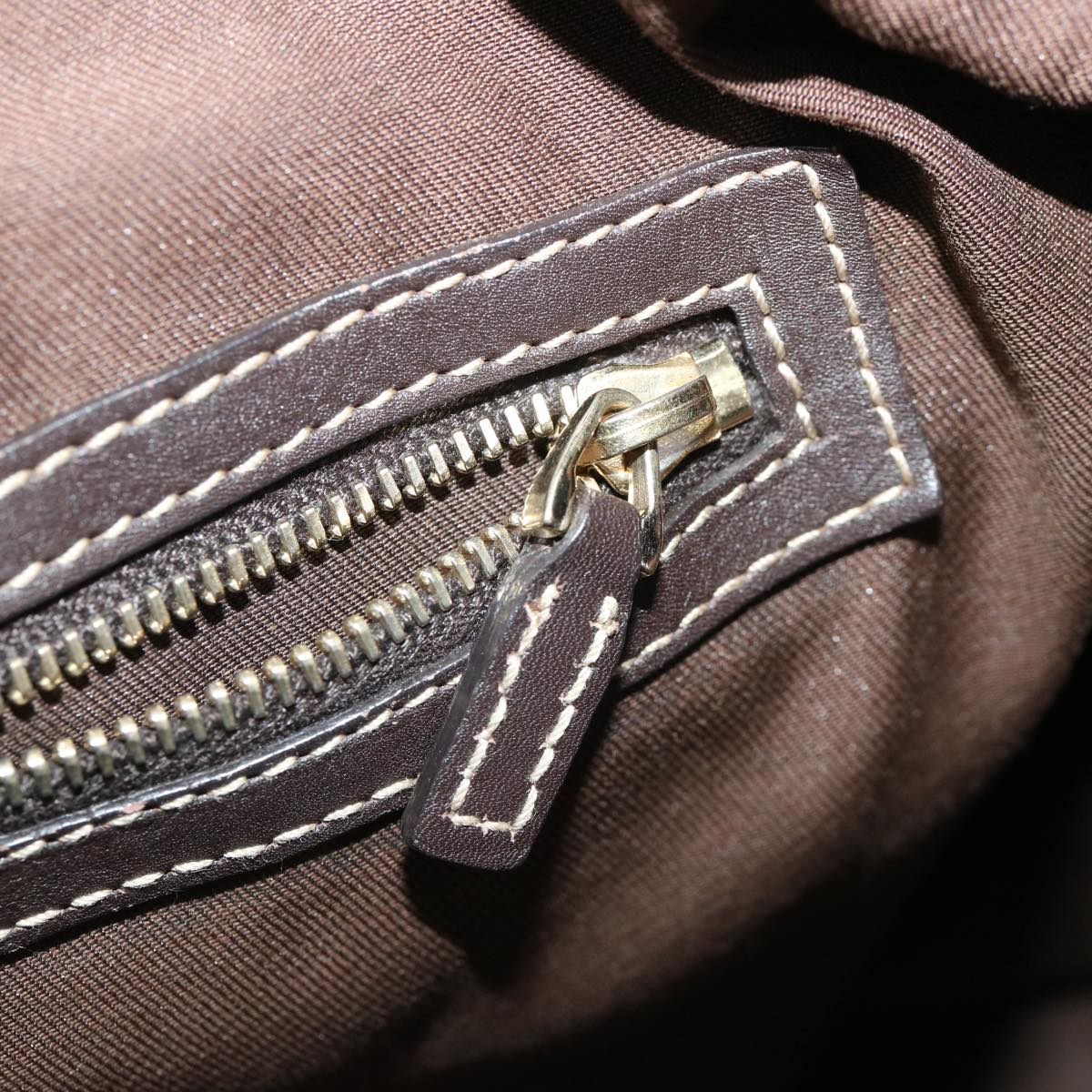 GUCCI GG Canvas Tote Bag Coated Canvas Beige Dark Brown am3623
